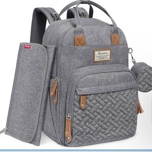 Gray Women's Backpack with Brown Accents
